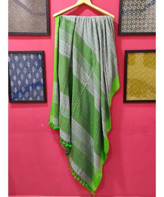 Grey Bengal cotton Handloom saree with blouse 1