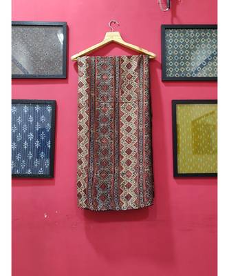 Black Modal Ajrakh Printed saree with blouse 3