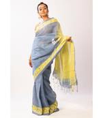 Blue Bengal Linen Jamdaani saree with blouse
