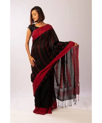 Black Bengal Cotton Jamdaani saree with blouse 1