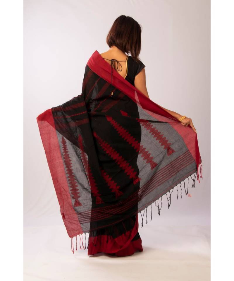 Black Bengal Cotton Jamdaani saree with blouse