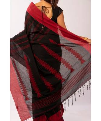 Black Bengal Cotton Jamdaani saree with blouse 4