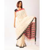 White Bengal Cotton Jamdaani saree with blouse
