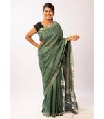 Green Bengal Matka Zari Handloom saree with blouse
