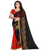 Red Printed Faux Georgette Saree With Blouse