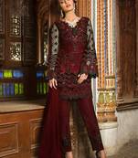 Maroon Designer Wedding Wear Pakistani Suit