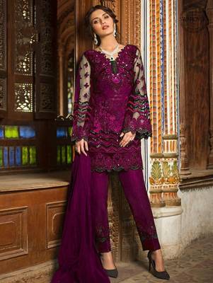 Purple Designer Wedding Wear Pakistani Suit 1