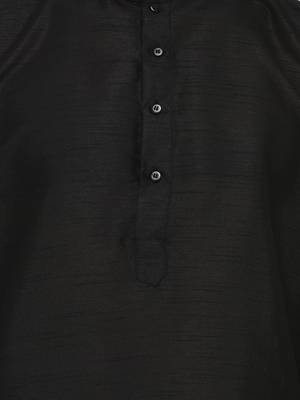 Black Mens Solid Silk Kurta Pyjama 2