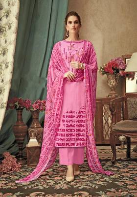 Pink printed rayon salwar 1