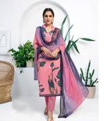 Pink printed cotton silk salwar
