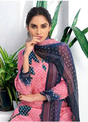 Pink printed cotton silk salwar 2