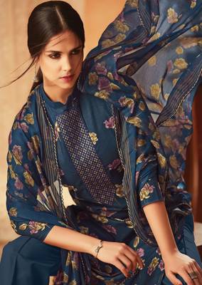 Blue printed cambric salwar 2