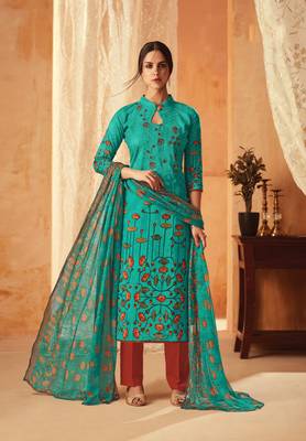 Blue printed cambric salwar 1