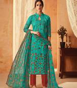 Blue printed cambric salwar
