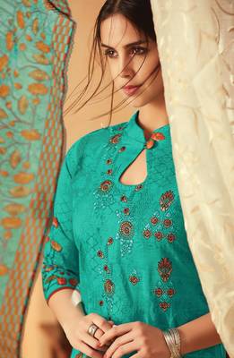 Blue printed cambric salwar 2