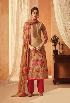 Beige printed cambric salwar 1