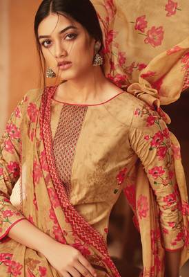 Beige printed cambric salwar 2