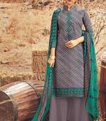 Grey printed cotton silk salwar