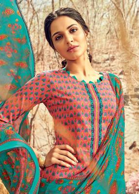 Pink printed cotton silk salwar 2