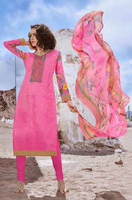 Pink embroidered cotton silk salwar 1