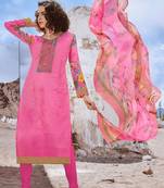 Pink embroidered cotton silk salwar