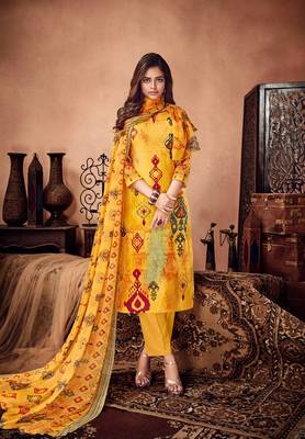 Yellow printed cambric salwar 1