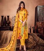 Yellow printed cambric salwar