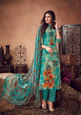 Blue printed cambric salwar 1
