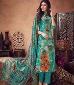 Blue printed cambric salwar