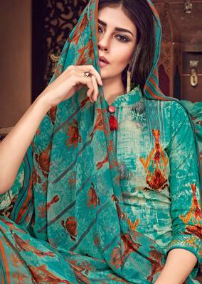 Blue printed cambric salwar 2