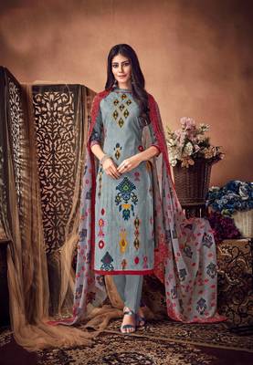 Blue printed cambric salwar 1