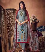 Blue printed cambric salwar