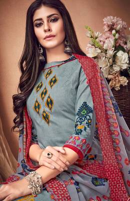 Blue printed cambric salwar 2