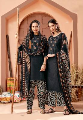 Black printed cambric salwar 1