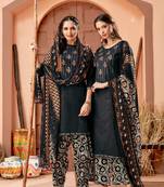 Black printed cambric salwar