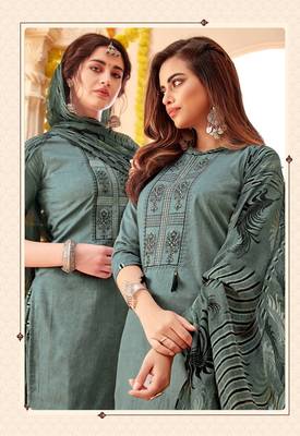 Grey printed cotton silk salwar 1