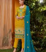Yellow embroidered cambric salwar