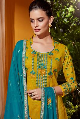 Yellow embroidered cambric salwar 2