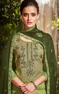 Olive embroidered cambric salwar 2