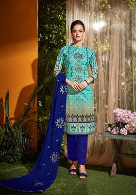 Blue embroidered cambric salwar 1