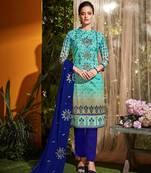 Blue embroidered cambric salwar