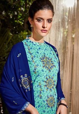Blue embroidered cambric salwar 2