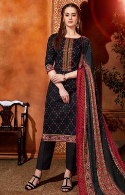 Blue printed cotton silk salwar 1