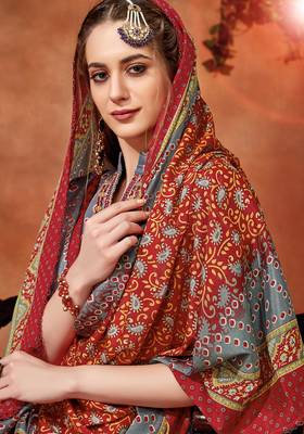 Grey printed cotton silk salwar 2