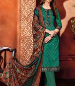 Green printed cotton silk salwar