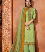 Green printed cotton silk salwar