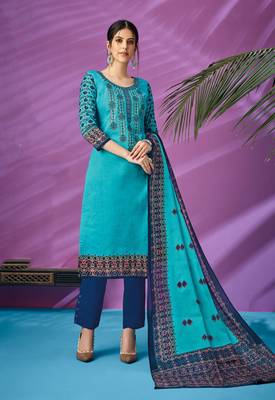 Blue printed cambric salwar 1