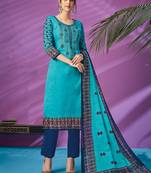 Blue printed cambric salwar