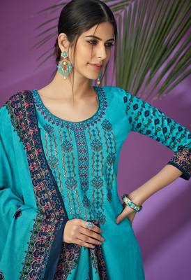 Blue printed cambric salwar 2