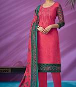 Pink printed cambric salwar